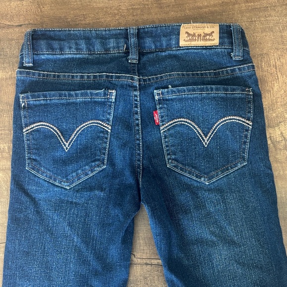 Levi's Girls Dark Blue Distressed Denim Legging Skinny Jeans (8 regular) - Picture 4 of 6